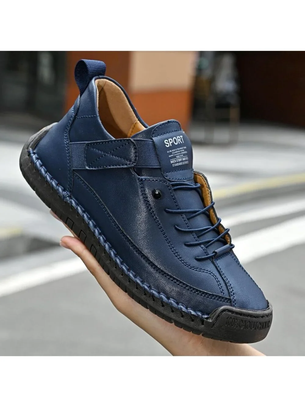 Women's Dark Blue Breathable Loafers Mid top Walking Flats Ankle Chukka Boots